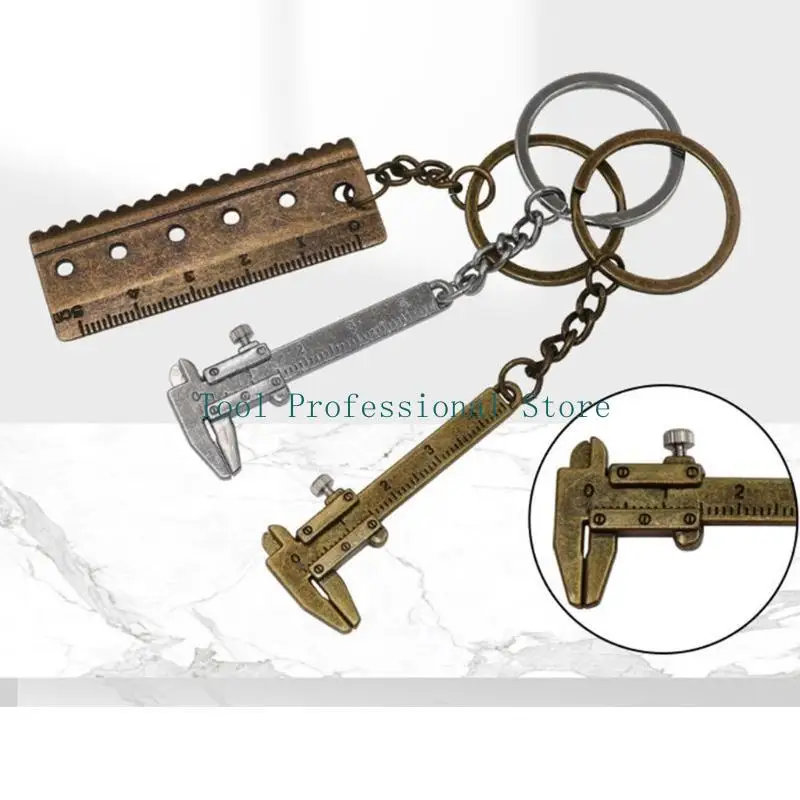 57qf Zinc Alloy Keychain Handy Tool Mini Vernier Caliper Straight Toothchain