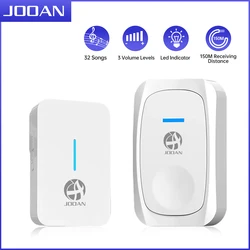 JOOAN Wireless Doorbell Welcome Chime Waterproof 300M Long-range Remote LED Flash 60 Songs Dingdong Security Alarm