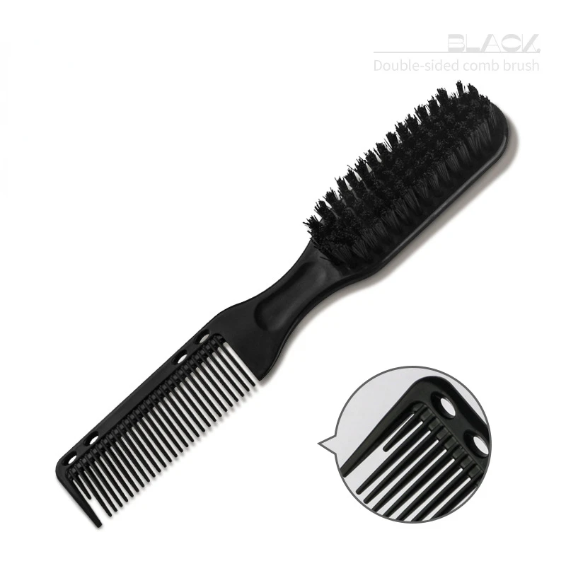 1PC Double-sided Comb Brush Black Small Beard Styling Brush Professional Shave Beard Brush Barber Vintage Carving Cleaning Comb