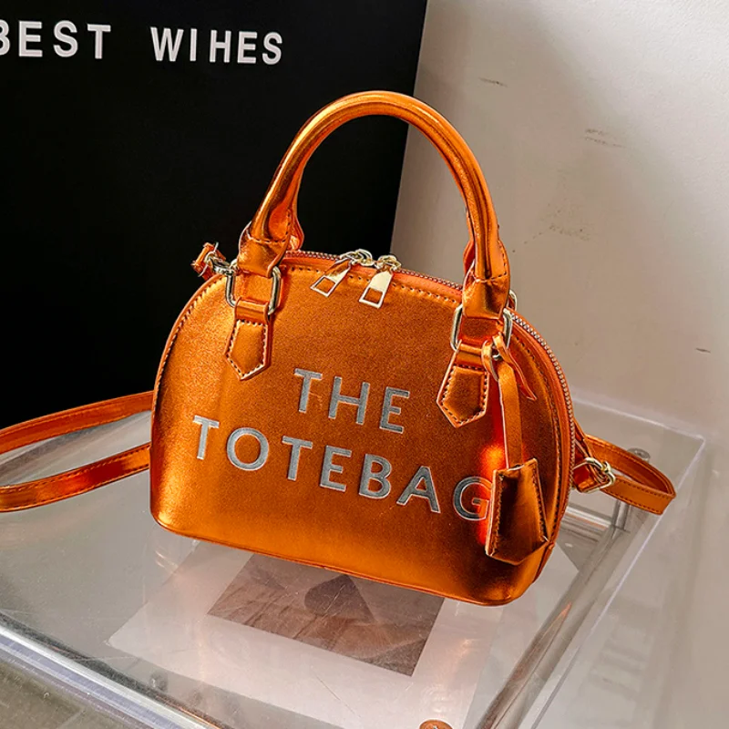 Patent Leather Women\'s Shoulder Bag 2023 New Letter Fashion Shell Bag Ladies Party Trend High Quality Luxury Designer Handbag