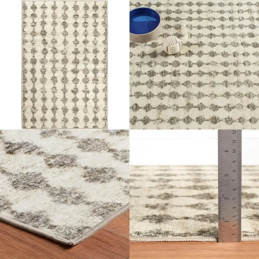 

Моющийся в машине серый графический коврик, 5x8 футов, прочный и стильный для домашнего декора