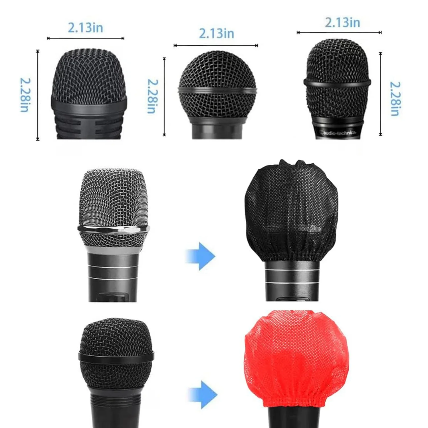 400Pcs Disposable Microphone Cover, Handheld Mic Windscreen for Recording Room, KTV, Karaoke, Stage Performance