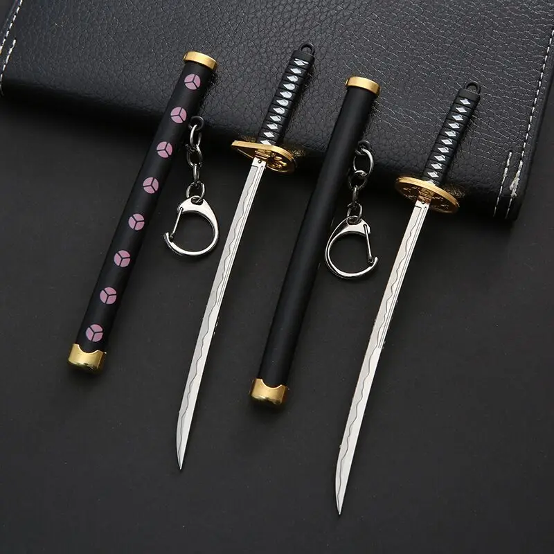 Mini Roronoa Zoro Samurai Sword Keychain Anime Scabbard Key Ring Katana Buckle Key Chain for Men Women Cosplay Toy Jewelry Gift