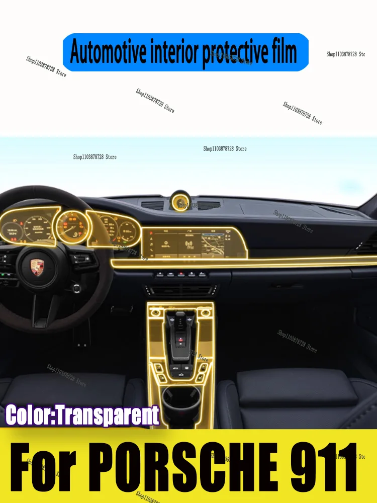 

For PORSCHE 911 (2025-2026) Gearbox Panel Navigation Screen Automotive Interior TPU Protective Film Cover Anti-Scratch