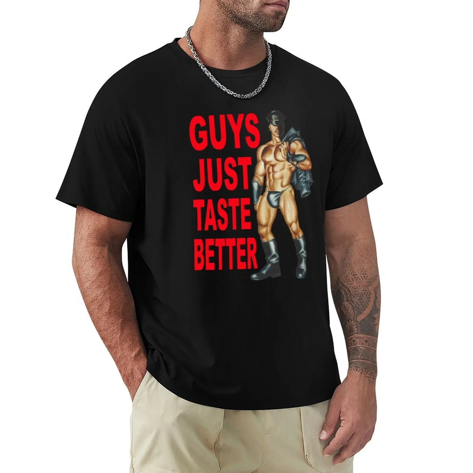 

GUYS ARE TASTY T-Shirt vintage boys whites summer tops mens vintage t shirts