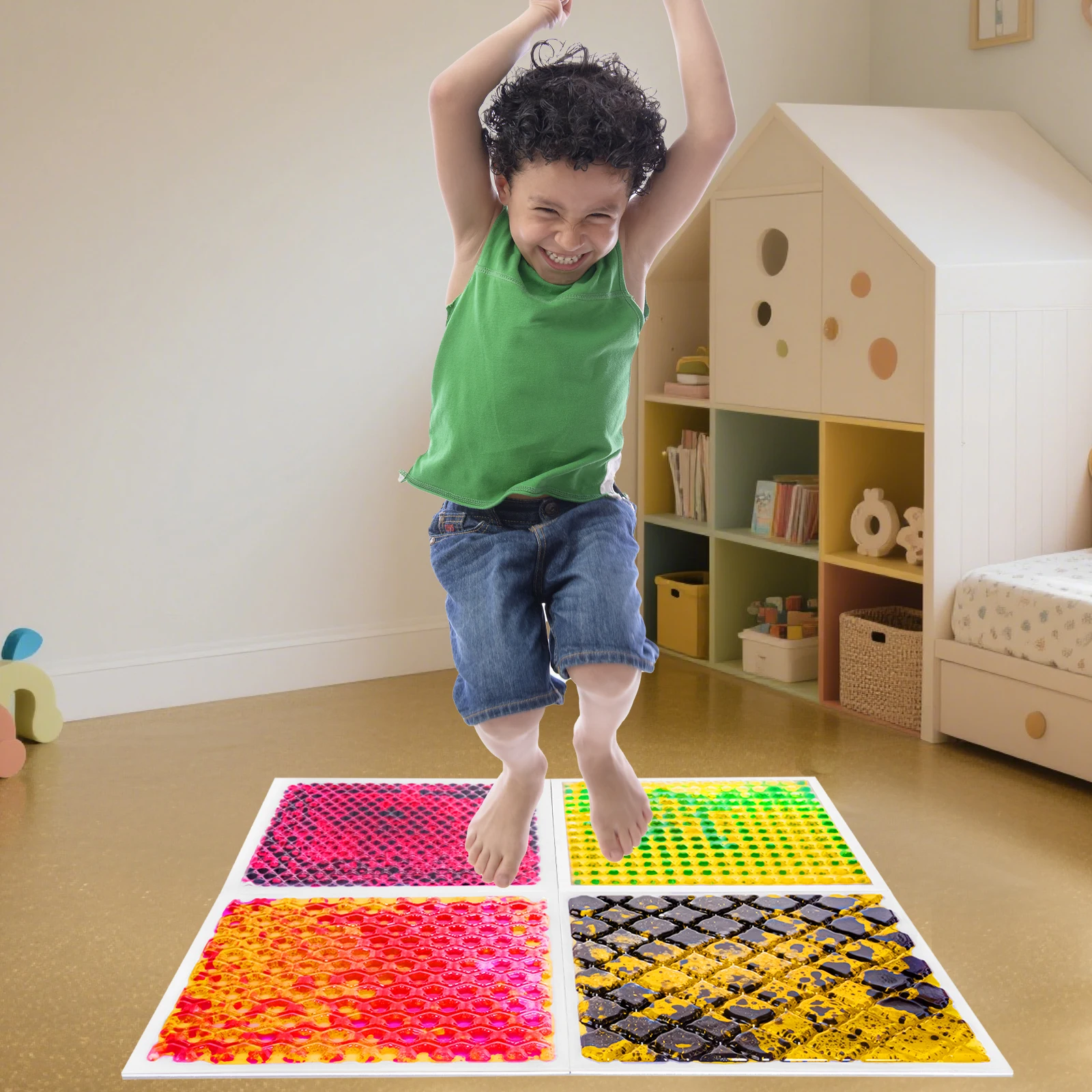 Piastrelle per pittura sensoriale da 4 pezzi per bambini - Quadrati sensoriali con espressione creativa per angoli artistici