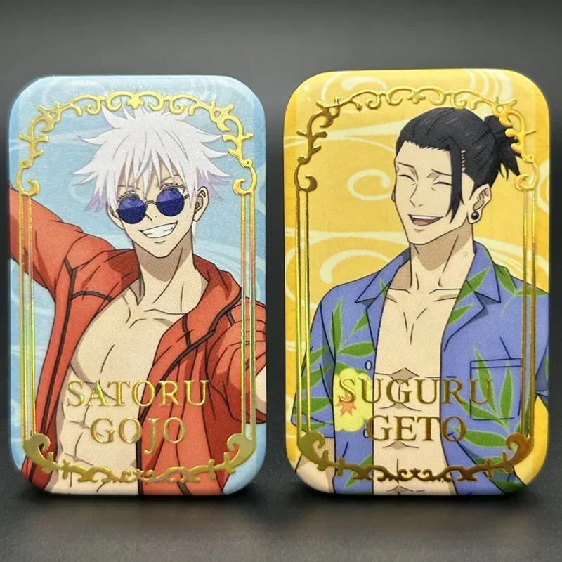 

Anime Jujutsu Kaisen Satoru Gojo Geto Suguru Cosplay Three-dimensional Laser Relief Gilding Badge Rectangle Ambitus