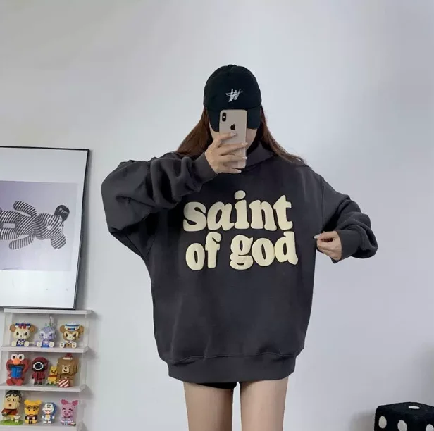 

Винтажная толстовка с капюшоном CPFM God с пышным принтом, пуловеры больших размеров для мужчин и женщин