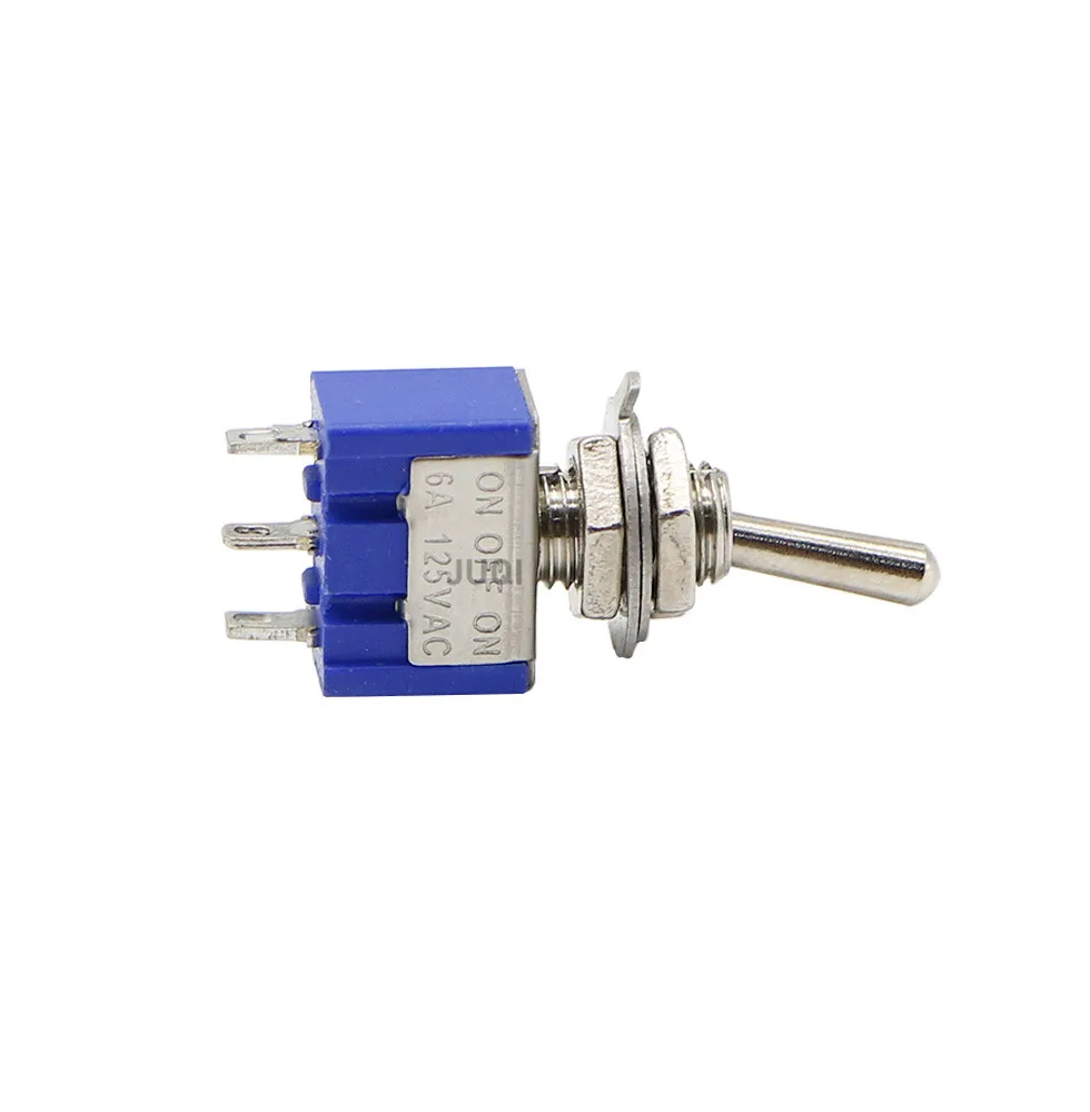 1PCS MTS-102 blue 6MM Mini 3/6PIN 6A 125VAC Toggle Switch 2/3 Position Self locking SPDT ON-OFF -ON Rocker Switch Waterproof Cap