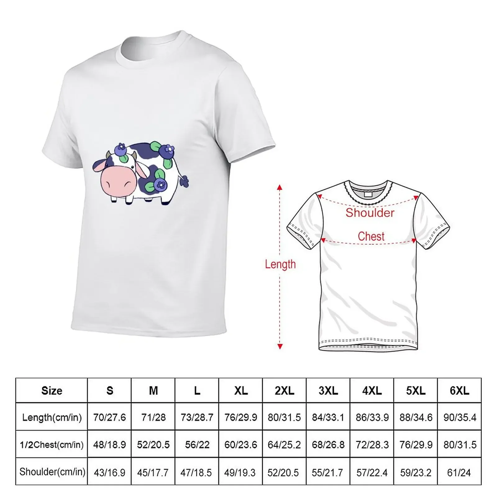 Blueberry Cow T-shirt animal prinfor boys summer top mens t shirt graphic