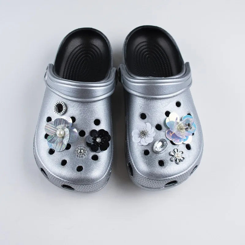 Sparkling Crystal Flower Charms for Crocs Whole Set DIY Sandals Accessories Elegant All-match Shoe Decoration Trend New Arrivals