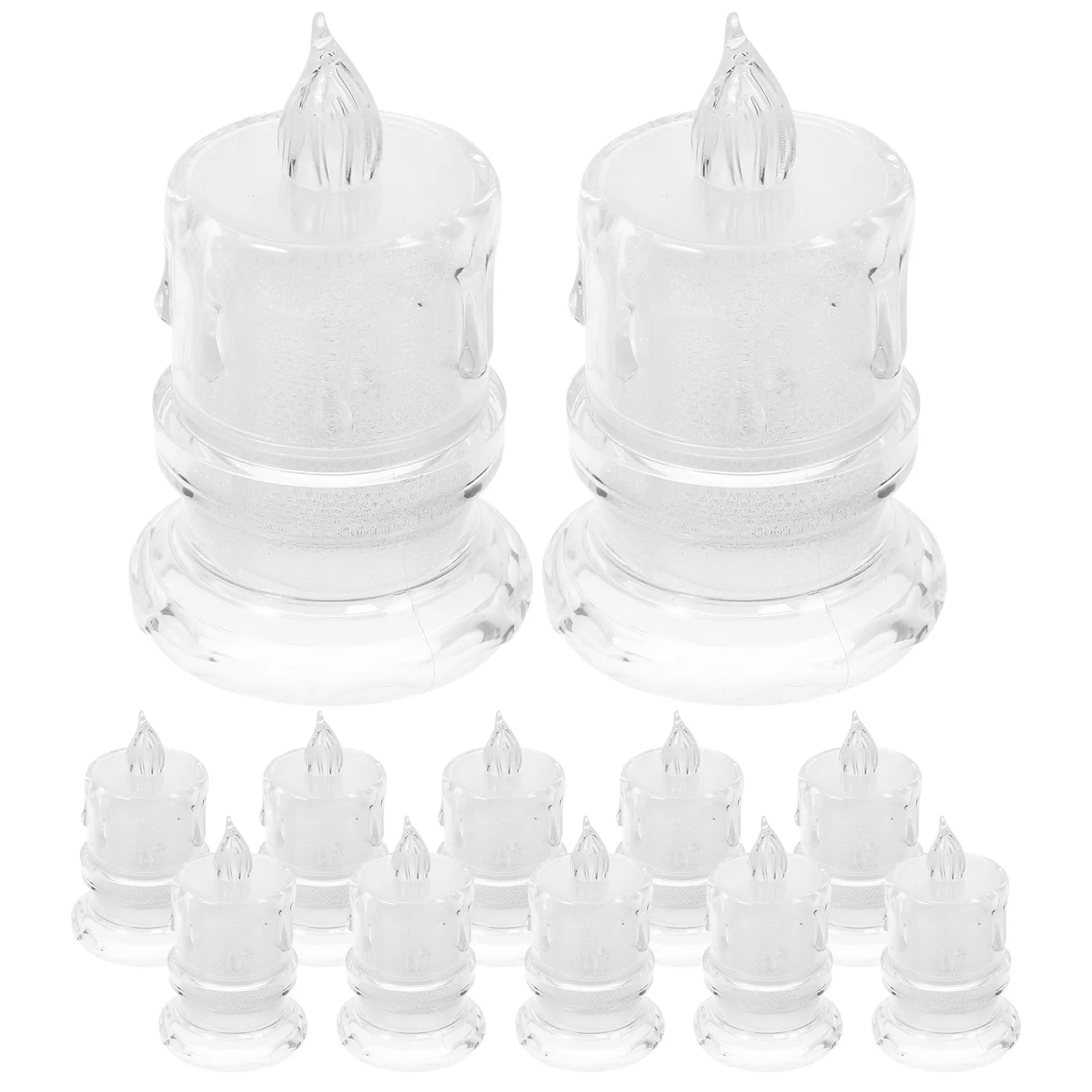 

12 шт. светодиодных хрустальных светильников, прочные безопасные беспламенные свечи для дома, офиса, вечеринок, декора стола, центрального элемента композиции, полки, рабочего стола