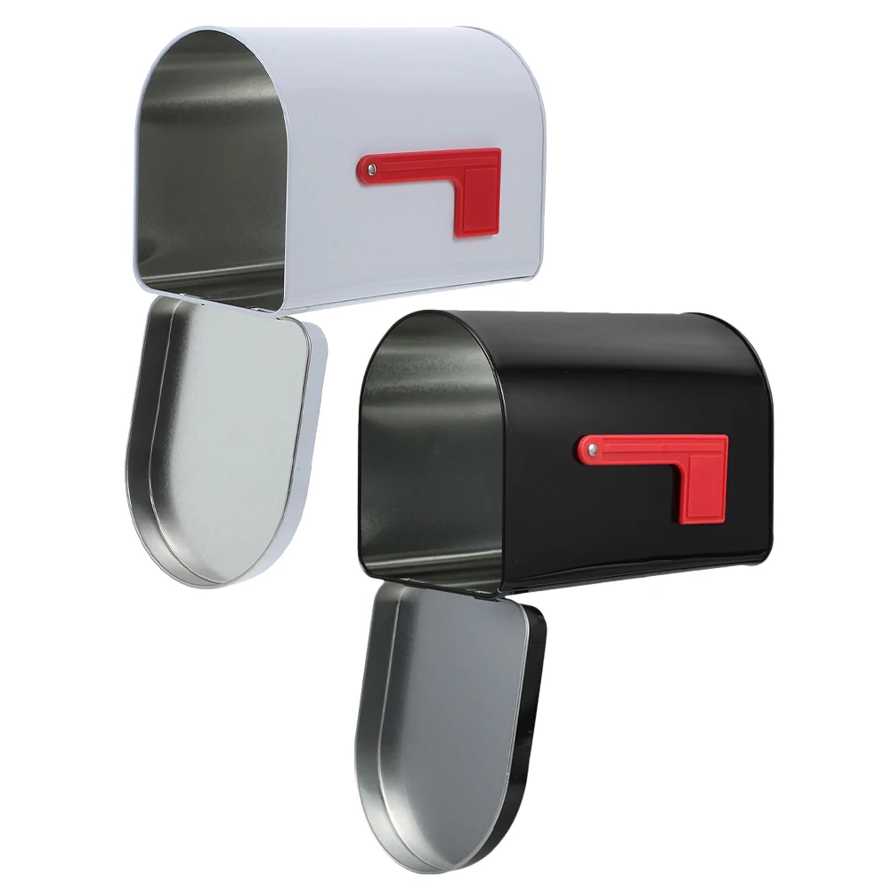 

2Pcs Candy Mailbox Mini Tinplate Mailbox Decorative Candy Container Holiday Treat Storage Box Tabletop Mail Holder