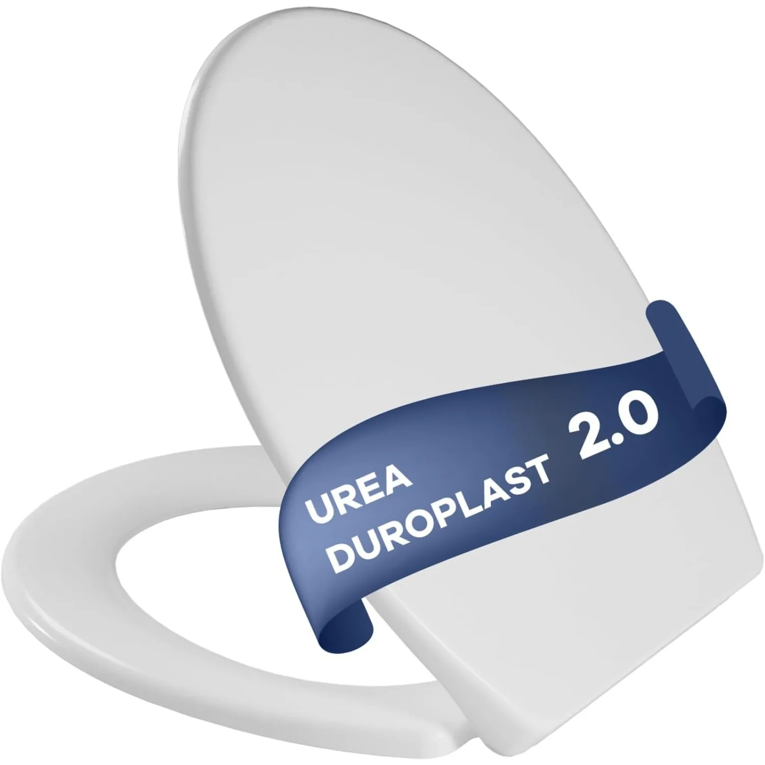 Toilettendeckel mit Soft-Close-Mechanismus, oval, weiß, antibakteriell und UV-beständig, abnehmbarer Toilettendeckel, Schnellverschluss für einfache Reinigung, Urea-Duroplast, Tragfähigkeit von 150 kg
