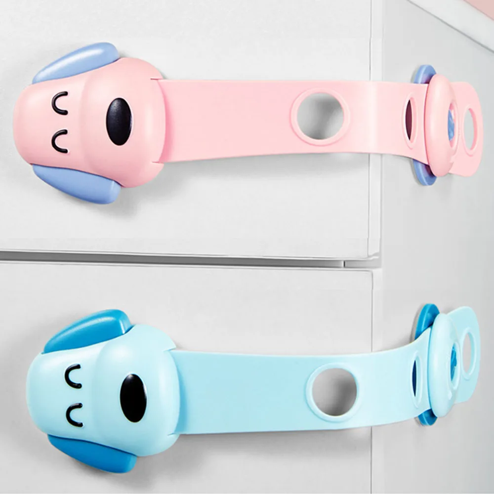 Drawer Cartoon Baby Wardrobe Kids Dog Refrigerator protection lock Children's safety lock Sliding door Straps Double button