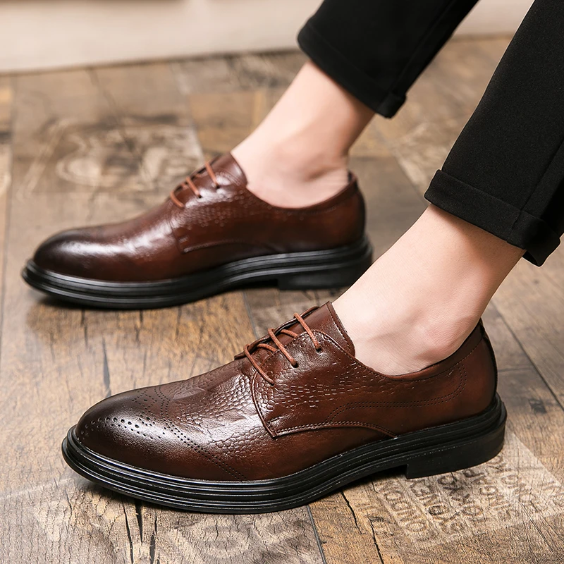 Golden sapling fashionable block shoes men's formal office flat flat formal casual business Oxford shoes merchant flat shoes