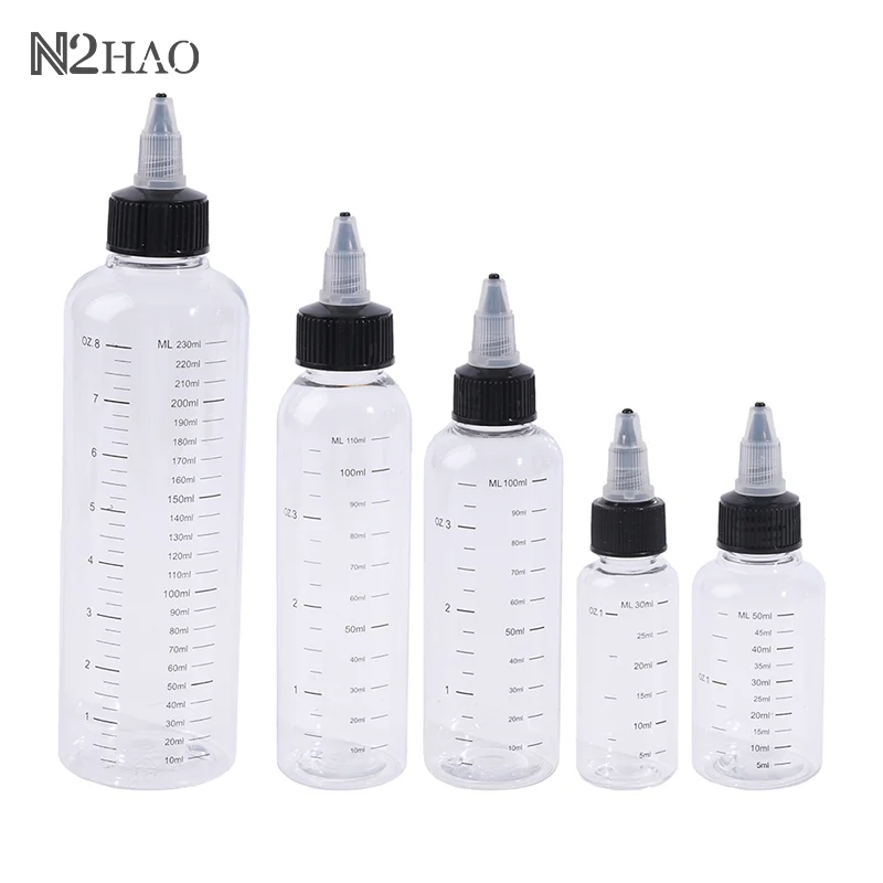 1Pcs 30/60/100/120/250ML Plastic tube Liquid Capacity Dropper Bottles Twist Top Cap Tattoo Pigment Ink Containers