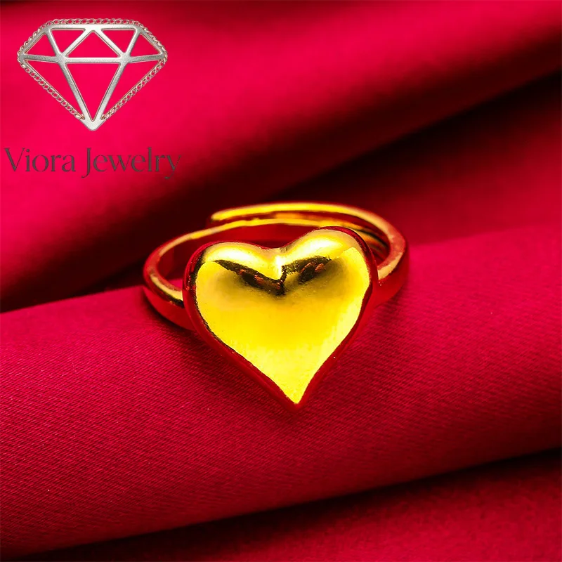 Viora Jewelry Hollow love bracelet necklace ring set for women 24K gold, AU999 dating gift romantic tools exclusive
