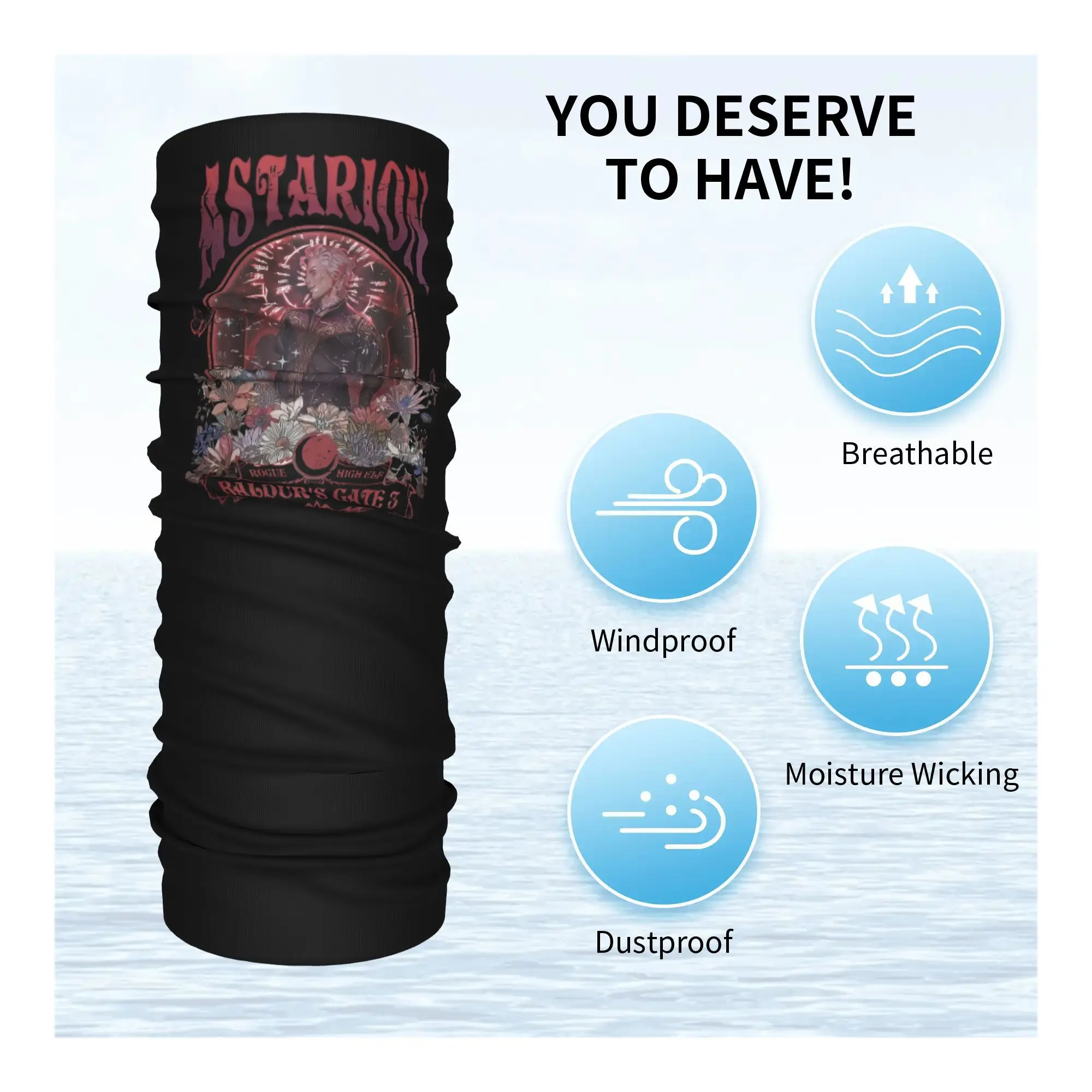 Astarion Bulders Baldurs Gate Bandana الرقبة الجراب مطبوعة الوجه وشاح متعدد الوظائف قناع الوجه الجري للرجال النساء الكبار الشتاء