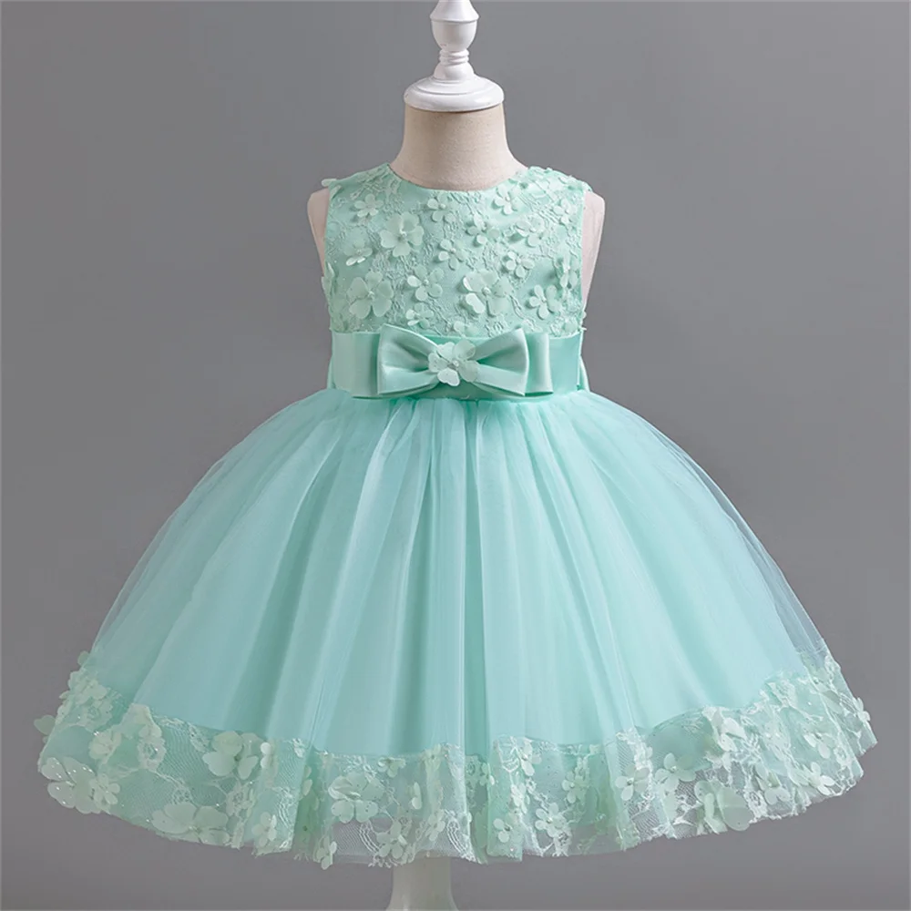 Baby Dresses For Girls Kids Wedding Bridesmaid Gown Toddler Tulle Birthday Princess Party Dress Infant Outfits Sleeveless Dress