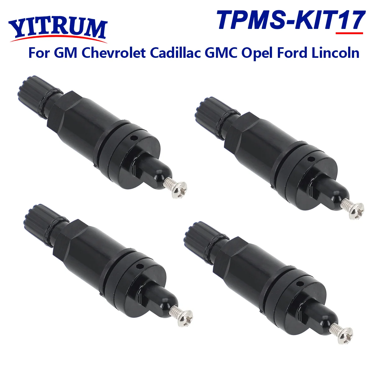 Czujnik ciśnienia w oponach TPMS Czarny zestaw naprawczy trzpienia zaworu ze stopu aluminium do GM Chevrolet Cadillac GMC Opel Ford Lincoln