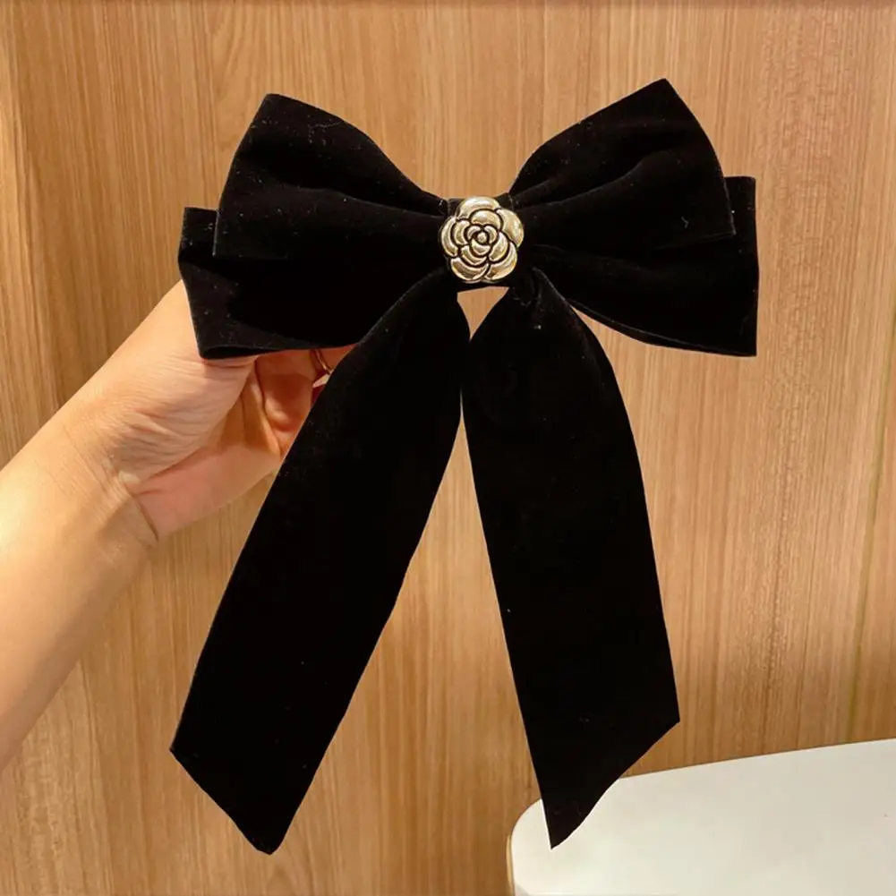 Ribbon Tassel Non-Slip Spring Clip Big Velvet Bow Decor Girl Hair Clip Hair Barrette Accessories Girl Hairpin Закладка 머리핀