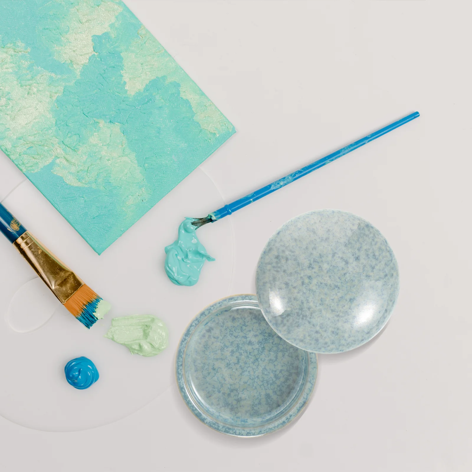 

1Set 5-Tier Ceramic Paint Palette Multi-Use Color Mixing Plates for Watercolor Gouache Painting Art Supplies Pigment Mixing