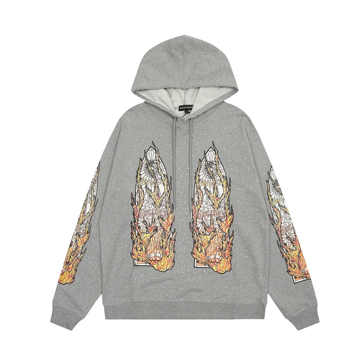 3 Colors Flame Glass Print Pullover Baggy Hooded Sweatshirt for Men and Women Harajuku Casual Loose Hoody Oversized Fall Hoodie