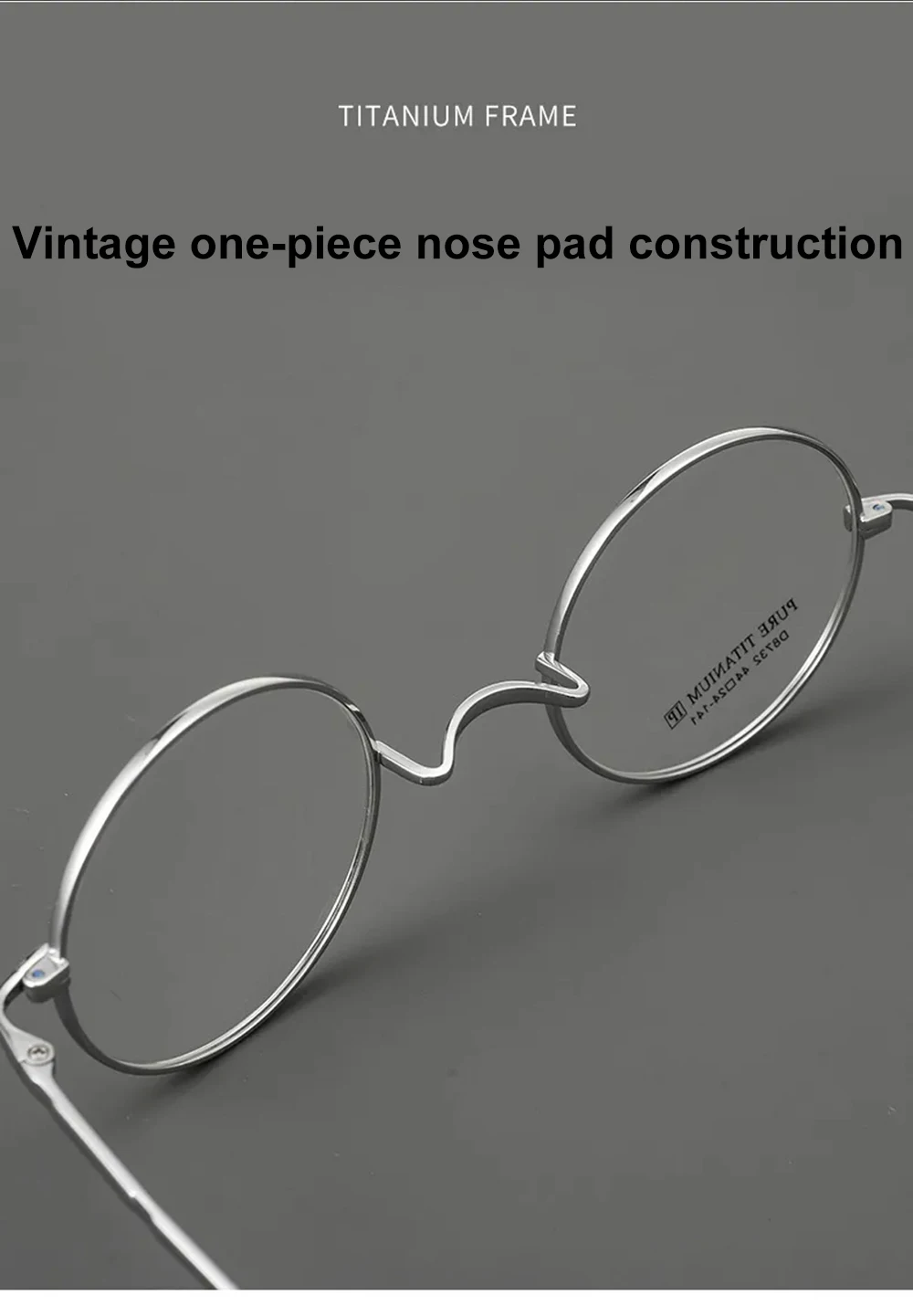 Dark Academia Runde Titan-Brillenfassung 7g Ultraleicht Vintage Kleine Gesichtsbrille für Männer und Frauen Ohne Nasenpolster Zauberer-Brille – Detail 8