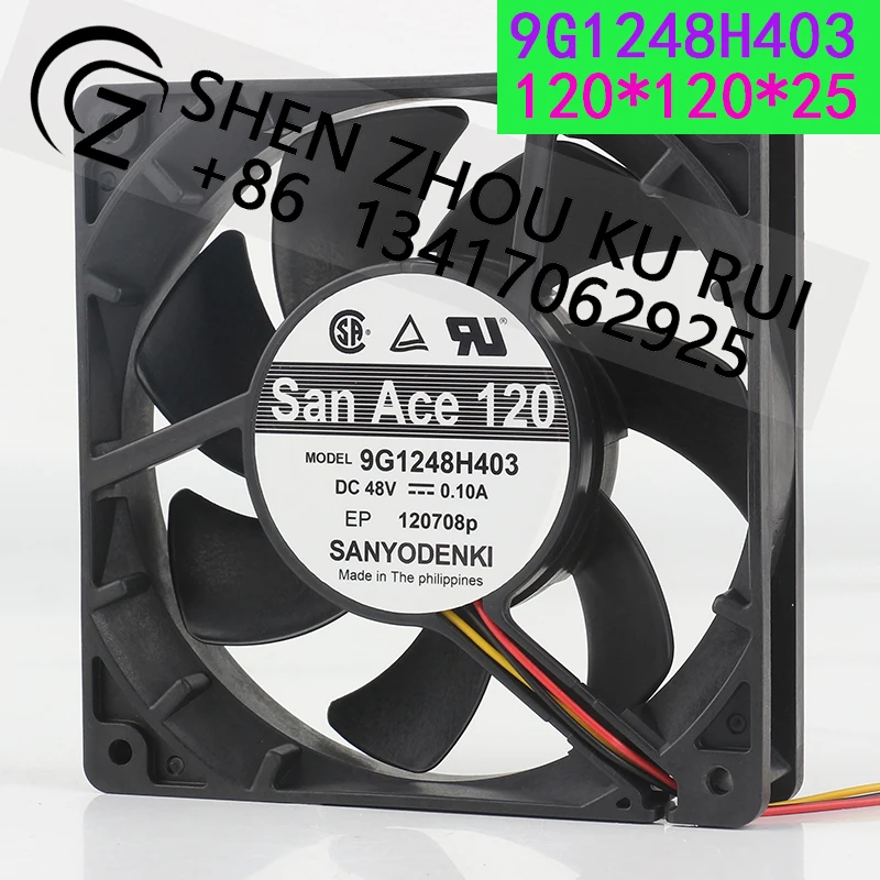 

Вентилятор охлаждения Sanyo 48В 0.10А 12025 с двойным шарикоподшипником для инвертора, большой объем воздуха, 9G1248H403