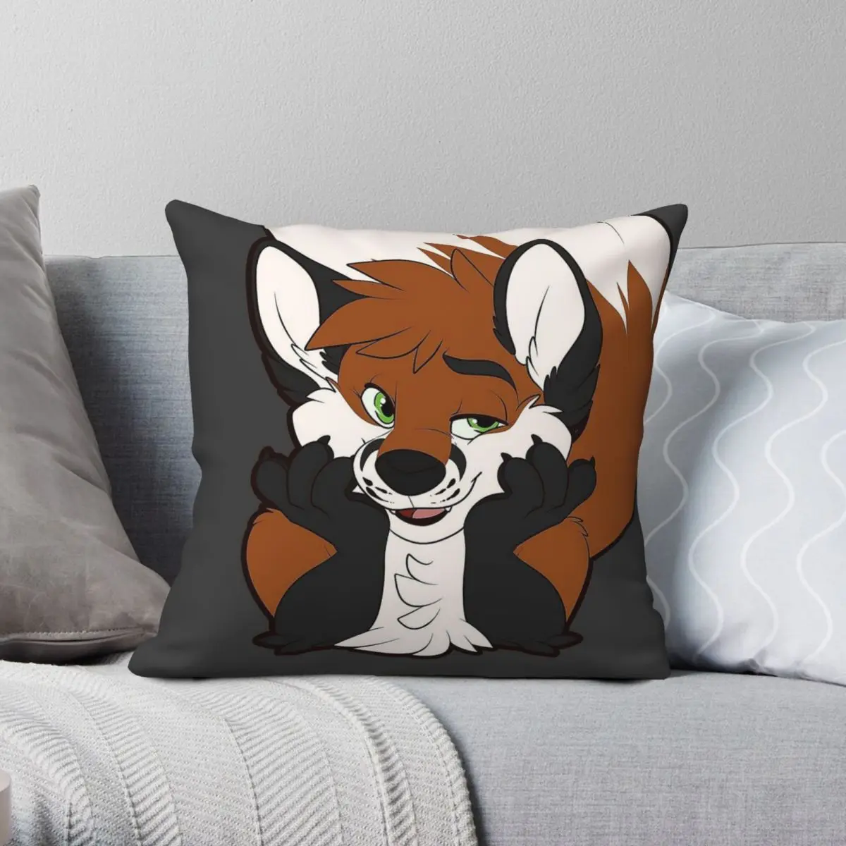 Anthro Fox Dark Deception Square Pillowcase Polyester Linen Velvet Creative Zip Decor Sofa Cushion Cover