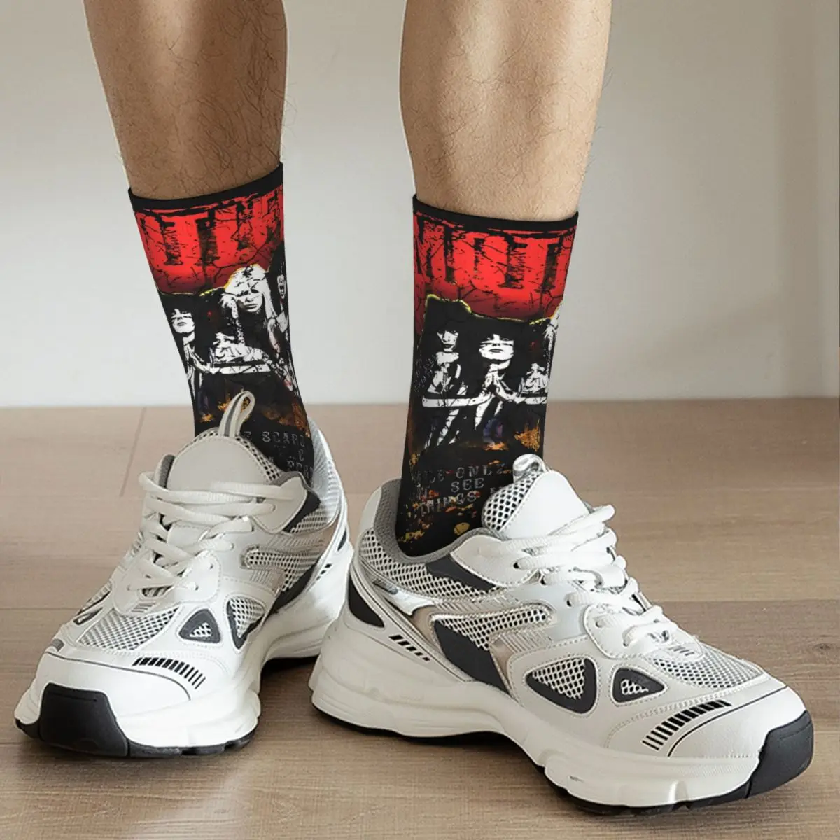 Happy Funny Unisex Socks Motley Crues Metal Rock Music Band accessori calze calde di alta qualità per tutte le stagioni