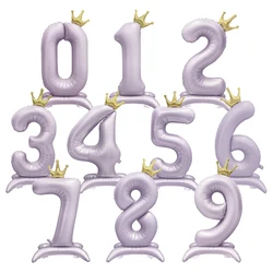 Crown 40 inch Cream Purple Number 0-9 Aluminum Foil Balloon Birthday Party Wedding Anniversary Layout Background Decoration
