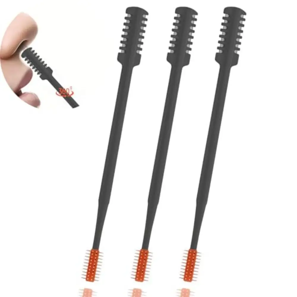 3Pcs/Set Double Head Nose Hair Trimmer 360° Rotating Safe Hair Removal Tool Portable Stainless Steel Nose Hair beard grooming