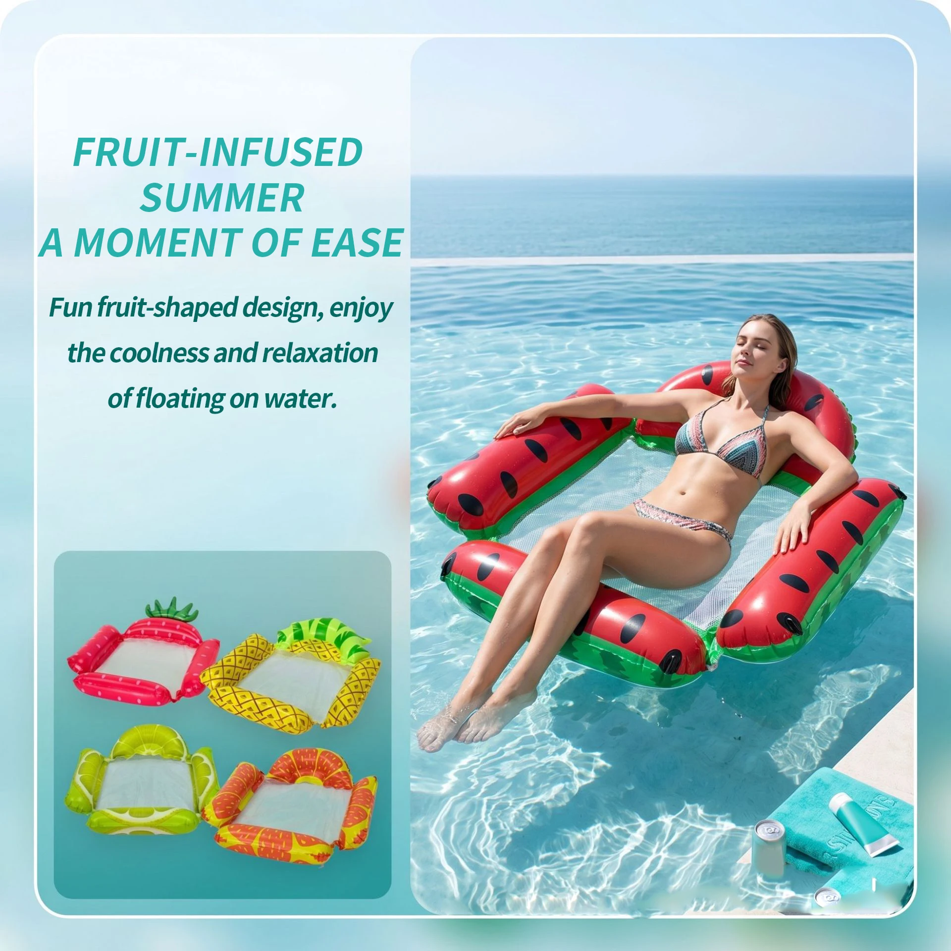 Hamaca de agua inflable flotante para Piscina redonda de 8 pies, flotante con flotador de malla, tumbona para piscina Hamaca de agua inflable flotante para Piscina redonda de 8 pies, flotante con flotador de malla, tumbona para piscina