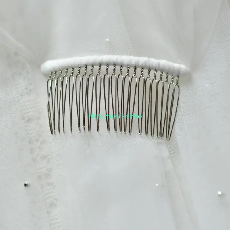 E15E إكسسوارات حجاب الزفاف الجذابة، غطاء رأس شبكي ناعم مع تفاصيل لؤلؤية لطيفة