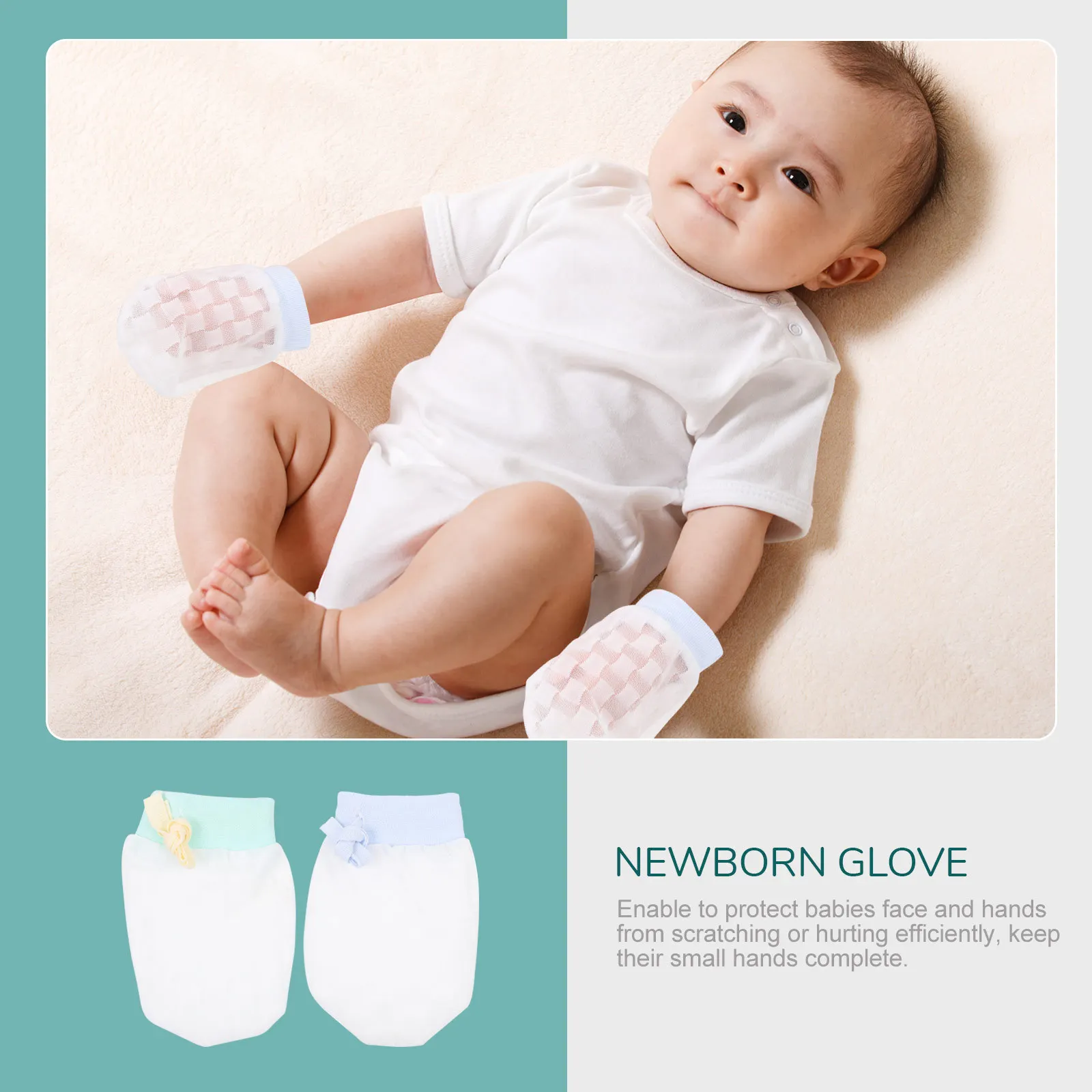 

2Pairs Newborn Ice Silk Mittens Anti-Scratch Gloves Baby Hand Protector Soft Comfortable Durable Use Protection