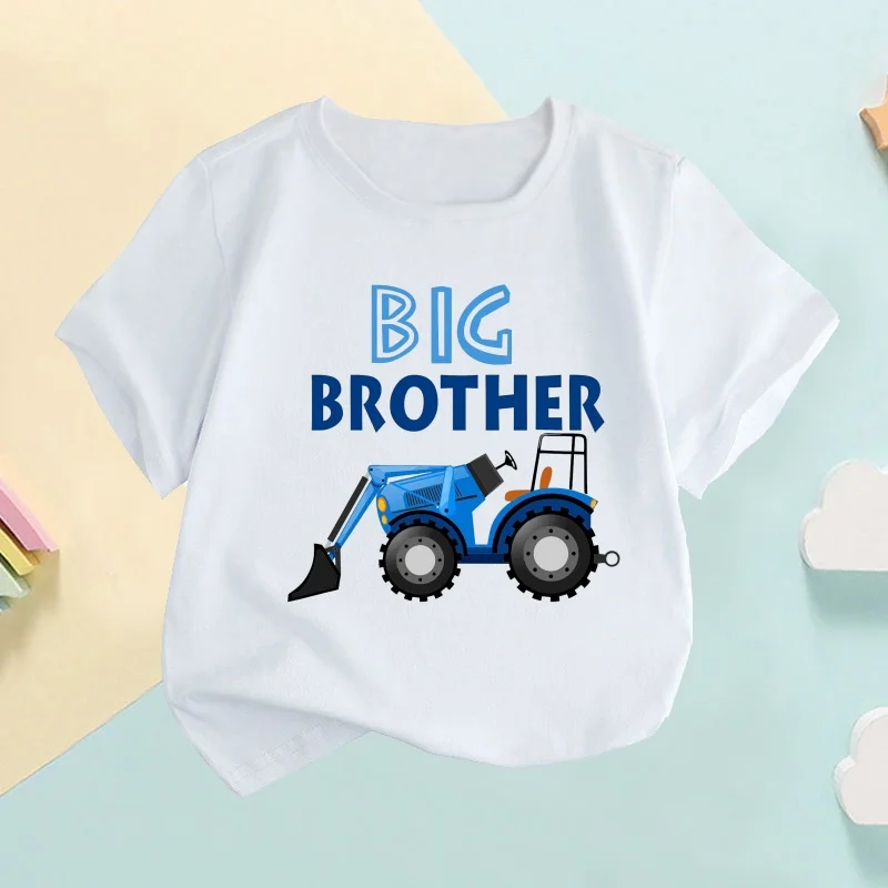 Big Brother Little Brother Kids T shirt Dinosaur Airplane Rainbow Print Summer Baby Boys T-shirt Brothers Twins Matching Clothes