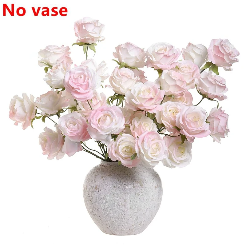 

1Pc Artificial Rose Flower 9CM Pink Silk 3 Flower Heads Artificial DIY Flower Wedding Center Decoration Bridal Shower Home Decor