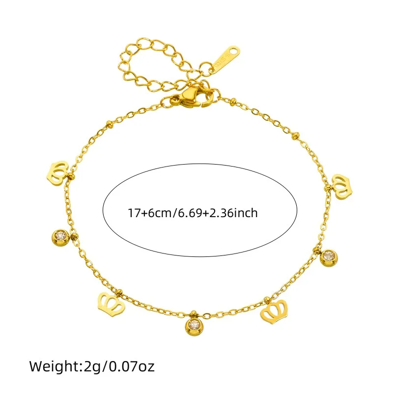 DIEYURO 316L Stainless Steell Golden Snowflake Butterfly Crown Key Lightning Zircon Bracelet Girl Trend Hand Chain Jewelry Gift