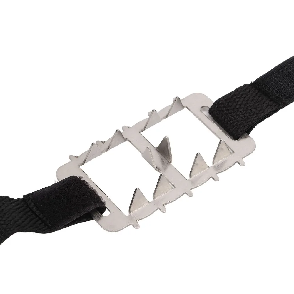 1 pair Portable Stainless Ice Crampons 10-Tooth Adjustable Fit Shoe Ice Grippers Ergonomic Snow Traction Spikes Fishing
