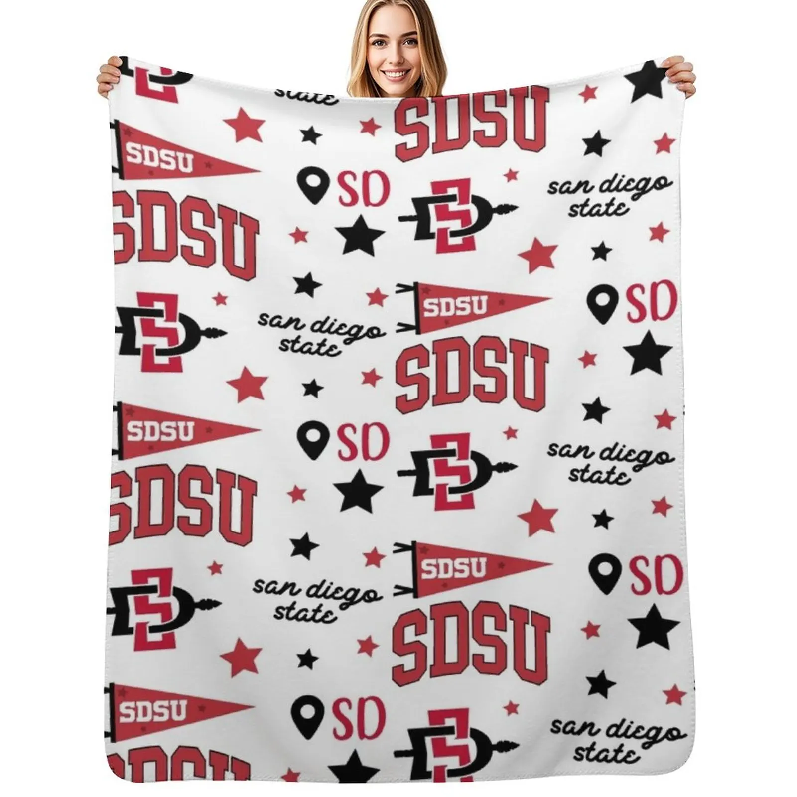 

sdsu - san diego state sticker pack Throw Blanket Soft Solid Color Blanket for Couch Bed