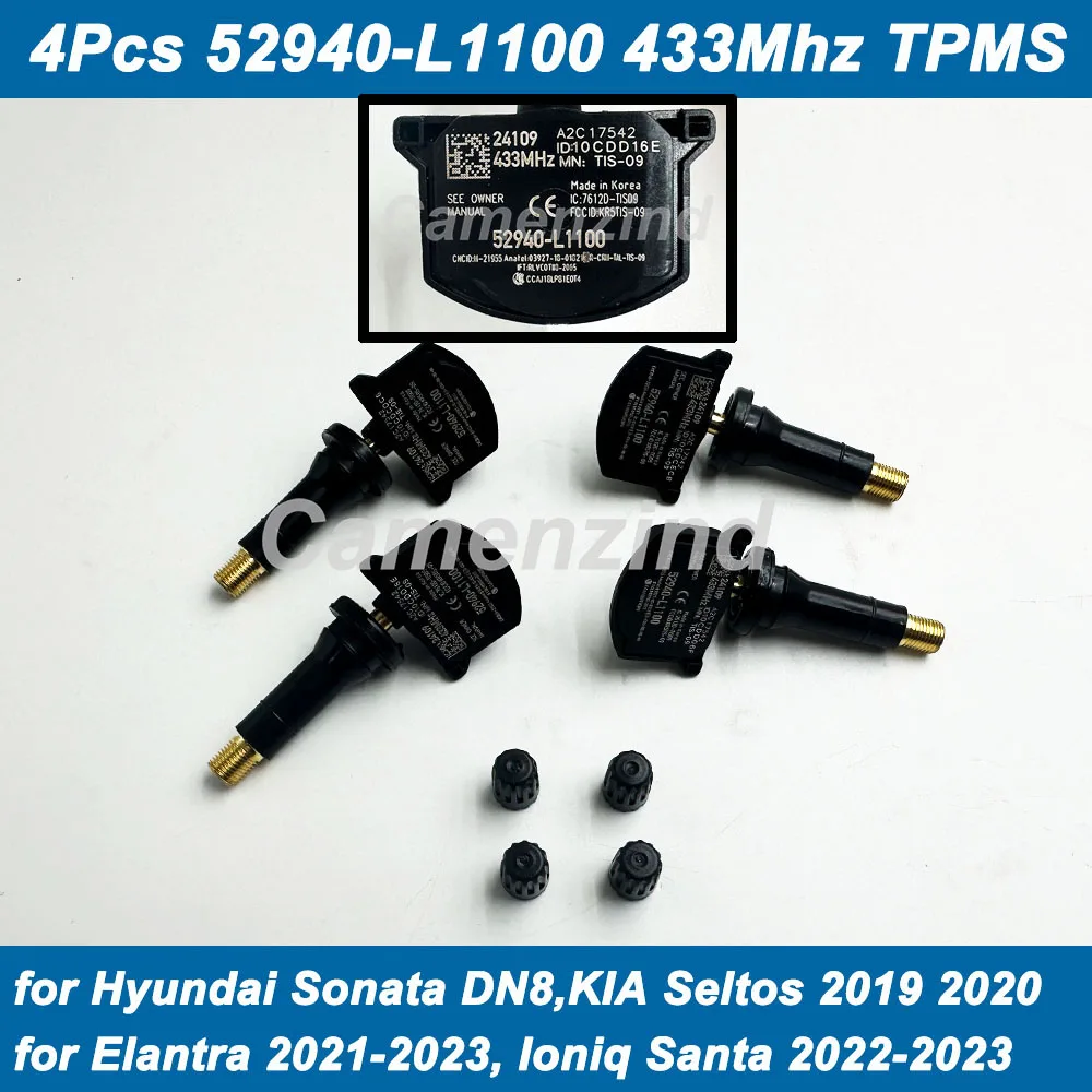 4X 52940-L1100 52940L1100 433MHz TPMS مستشعر ضغط الإطارات لشركة هيونداي إلنترا أيونيك سوناتا كيا كرنفال أوبتيما سورينتو 20-2023 #1