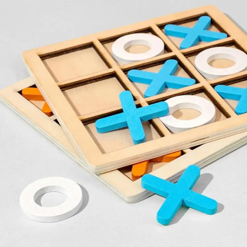 Tic Tac Toe Game Early Educational Toy Wooden Board Game Desk Decoration Classic Board Game Practice Hand Eye Coordination