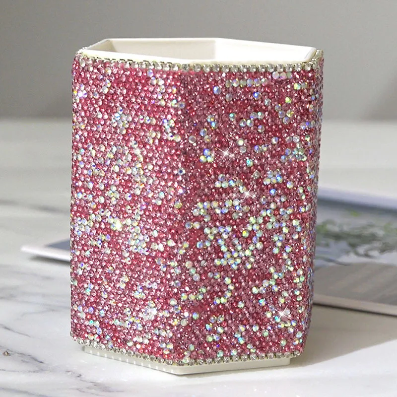 Luxury Sparkling Rhinestone Makeup Brush Storage Box Dressing Table Bathroom Sorting Box Pencil Box make up organizer Gift