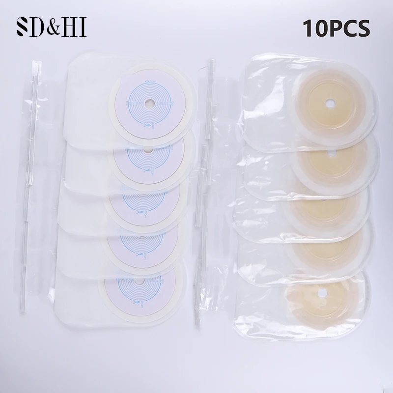 10pcs Drain Valve One-piece System Colostomy Bags For Adults Disposable Colostomy Pouch Opening With Clip Closure