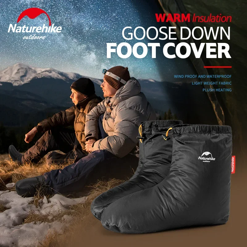 Naturehike outdoor men women white goose down shoes waterproof indoor winter warm foot cover