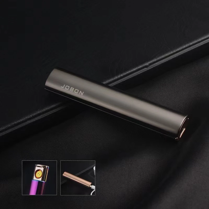 JOBON Personalized USB Lighter Metal Cylindrical Body Windproof Hot Wire Ignition Type-C Cyclic Charging Smoking Accessories