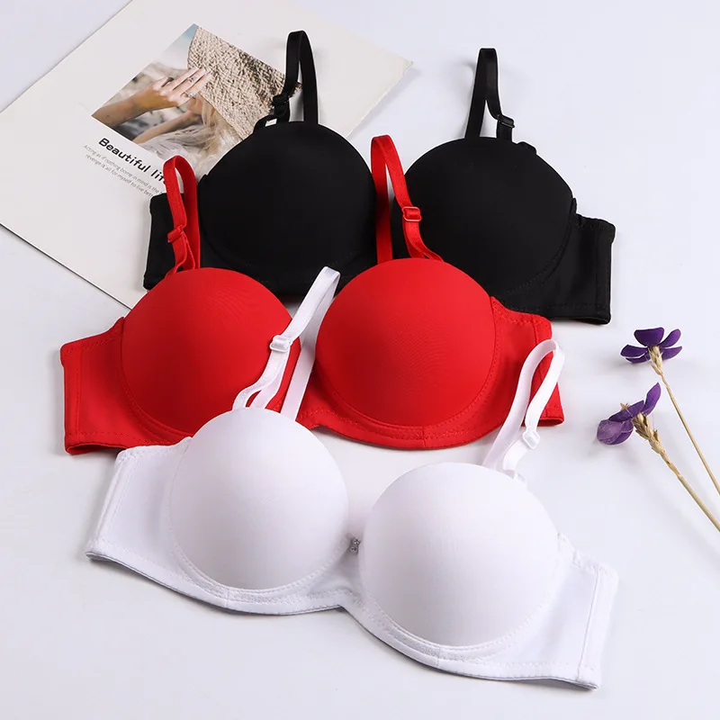 New Women\'s Cotton Bra Fashion Push Up Comfort Underwear Sexy Solid Color Half Cup Brassiere Small Chest Female Sexy Lingerie