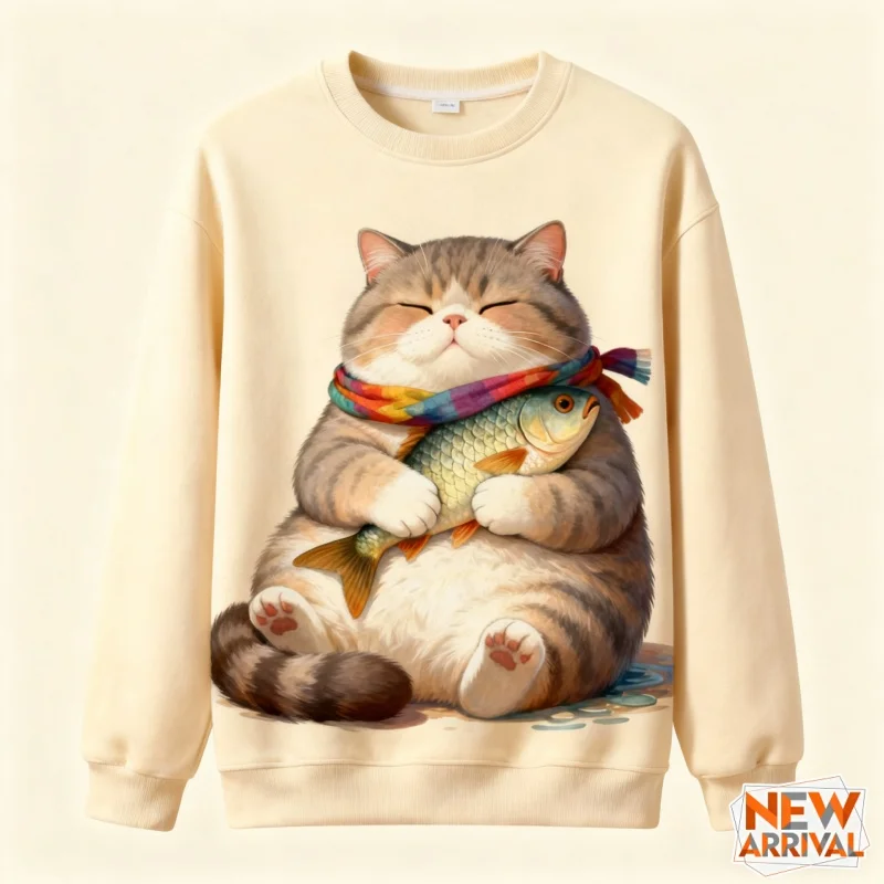 سويت شيرت قطة لطيف مطبوع ثلاثي الأبعاد للرجال والنساء بنمط حيوان لعوب هوديي كاجوال بأكمام طويلة بلوفرات برقبة دائرية مع قلنسوة #2